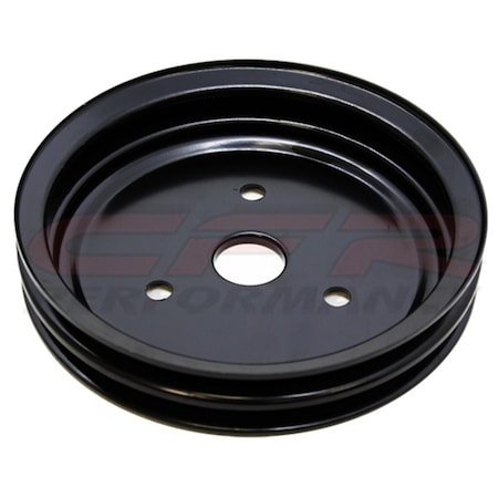 Cfr Performance Steel Crankshaft Pulley - Black Short 2 Groove for 1955-68 Chevy Small Block HZ-9603-PBK